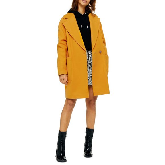 Topshop Jackets & Blazers - NWT Topshop Carly Coat Notch Lapel Mustard Yellow
